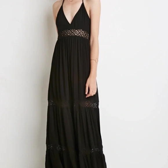 fitted lace wedding dress Forever 21 Sheer Crochet Maxi Dress Black X-Small at Amazon Women's  Clothing store